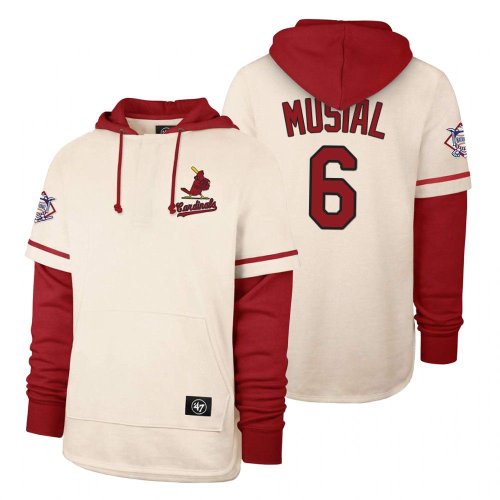 Men St.Louis Cardinals #6 Musial Cream 2021 Pullover Hoodie MLB Jersey